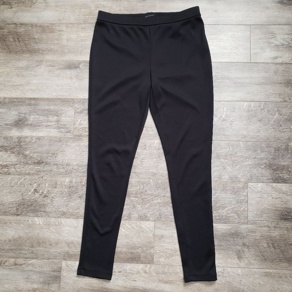 H by‎ Halston Black Micro Ribbed Leggings S